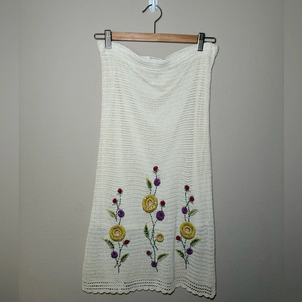 PAPELL BOUTIQUE EVENING Large ivory crochet beaded 2 pieces outfit - Picture 13 of 16